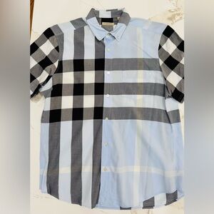Burberry Light Blue Somerton Plaid Shirt Size Large